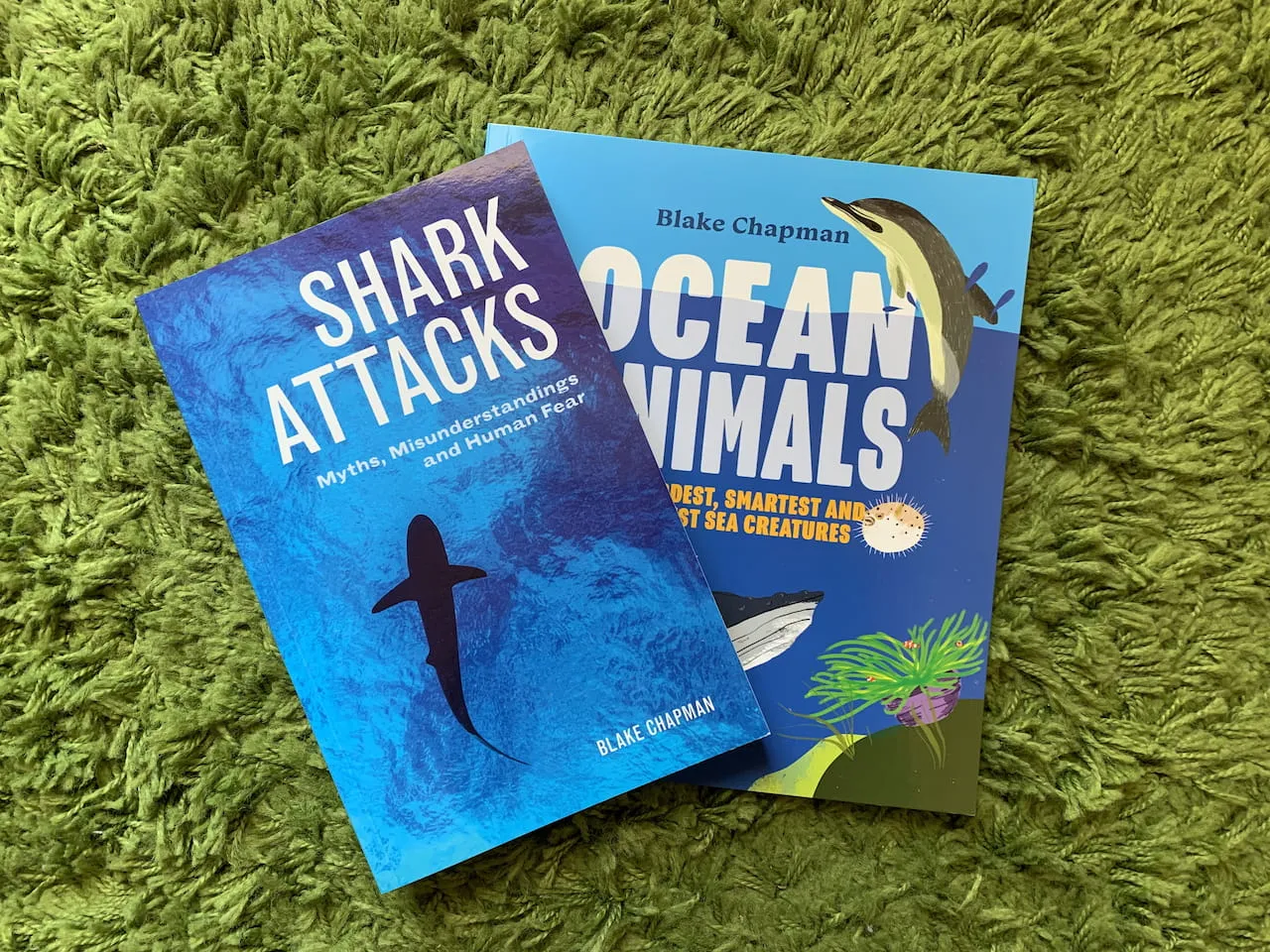 Shark Attacks, Myths, Misunderstandings and Human Fear</em> & <em>Ocean Animals: The Weirdest, Smartest and Sneakiest Sea Creatures photo of Dr Blake Chapman's Books